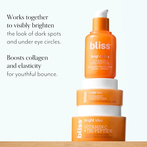 Bliss Vitamin C + Tri-Peptide Glow Getter Bright Idea 3-Piece Kit ? Includes Brightening Moisturizer, Eye Cream & Serum for Radiant, Firm, Hydrated Skin ? Vegan & Cruelty-Free Skincare Set