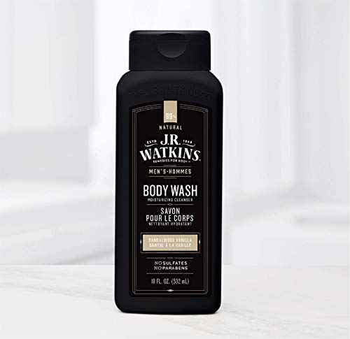 Men's Body Wash with Sandalwood Vanilla - 18 Fl Oz, Pack of 6 - Moisturizing & SLS-Free