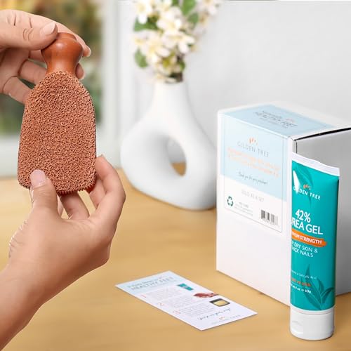 Callus Remover Gel & Foot Scrubber Kit - 42% Urea Exfoliating Pedicure Tools - Cracked Heel Care Variation of 42% Urea Gel + Foot Scrubber