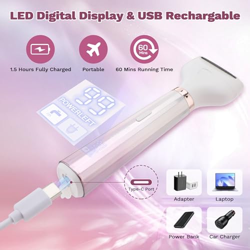 Electric Razors for Women, 5 in 1 Bikini Trimmer for Women, Wet/Dry Womens Electric Shaver Razor, Face Shaver for Face Nose Eyebrow Arms Armpit Legs Pubic Area, Facial Hair Removal