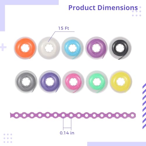 Orthodontic Power Chains Rubber Braces Ligatures 10 Rolls 15ft - Hypoallergenic & Durable