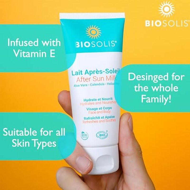 Biosolis After Sun Milk - Softens and Calms Your Skin After Sun Exposure - Soothes and Refreshes Your Face and Body - Creamy and Penetrates the Skin Easily - Ideal for the Whole Family - 3.4 oz