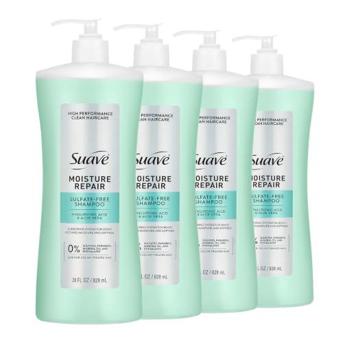 Suave Moisture Repair Sulfate-Free Shampoo for Dry & Damaged Hair 28oz (4 Pack)