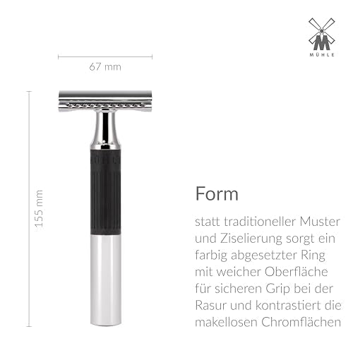 Black MÜHLE NEO Safety Razor - Double Edge, Eco-Friendly, Reusable, for Men & Women