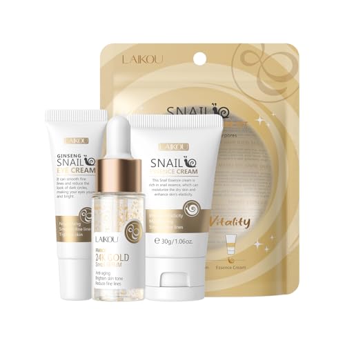 Korean Skin Care, Skin care set, Skin Care Kit Snail and Ginseng with Eye Cream, Serum, Essence Cream 3pcs for Women Teen Girls Mom Daughter Mother's Day Birthday