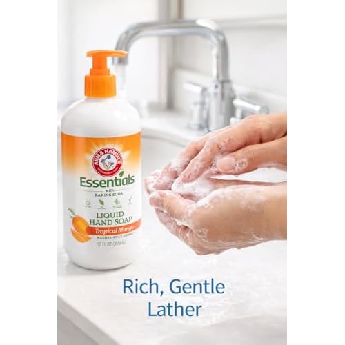 Arm & Hammer Essentials with Gentle Baking Soda, Liquid Hand Soap, 12 fl oz. (Tropical Mango)