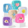 Mini Makeup Bags Set - 6 Pcs Preppy Macaron Colors, Nylon Travel Organizer, Cute & Durable