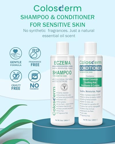 Colosderm Eczema Shampoo & Conditioner for Sensitive Scalp - Kids & Adults, 16 fl oz