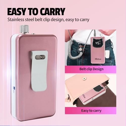 Portable Electric Nail Drill 45000RPM Cordless Manicure & Pedicure Kit Rose Pink