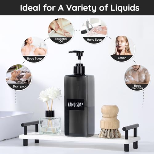 Gray 16.9oz Refillable Shampoo & Conditioner Dispenser Set - 8pcs with Labels