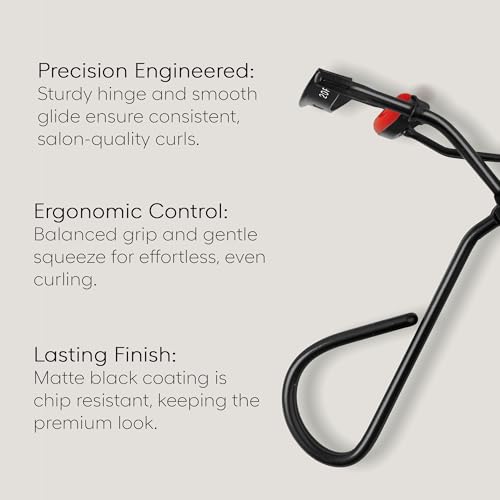 rephr 20R Wide & Flat Eyelash Curler, Double-Barrel Design with 5 Refill Pads, New Improved Durable Coating, Curvature for Universal Eye Shapes