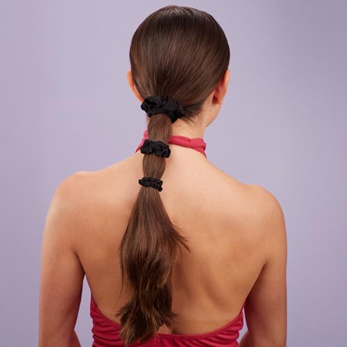 Goody Ouchless Quarter Inch Satin Scrunchies, Frizz Fighting, No Damage Scrunchies, All Hair Types, Gentle, Secure & Creaseless Hair Ties for Day and Overnight, Gifts for Women & Girls, 5 Ct, Black
