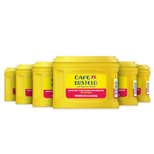 Cafe Bustelo Dark Roast Espresso Ground Coffee Pack of 6 - 22 Oz Canisters