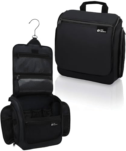D&D Wanderlust Hanging Travel Toiletry Bag for Women & Men, Large, Black