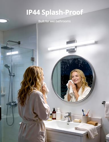 6000K 24 Inch Bathroom Mirror Wall Lights - 2 Pack Chrome Modern Fixtures