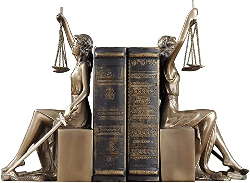 Lady Justice Statue Bookends - Decorative Sculpture for Home and Office, 10x5x4 Inches