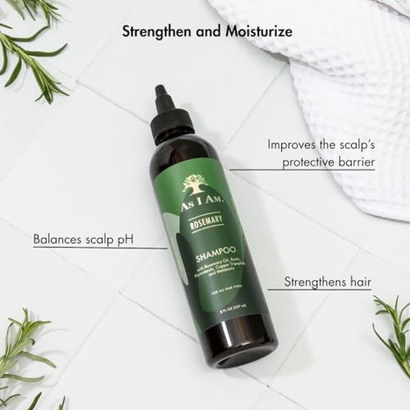 As I Am Rosemary Shampoo 8 oz - Scalp Treatment for Hair Density - with Biotin & Saw Palmetto