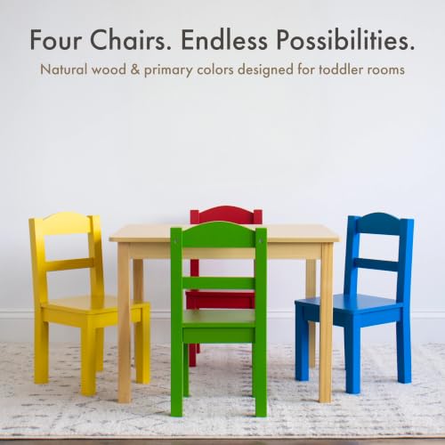 Humble Crew Natural Toddler Table and 4 Chair Set, Wood Kids Activity Furniture
