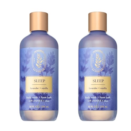 Lavender Vanilla Body Wash & Foam Bath Set - 10 Fl Oz, 2 Pack, Aromatherapy Gentle Cleanser with Vitamin E & Aloe