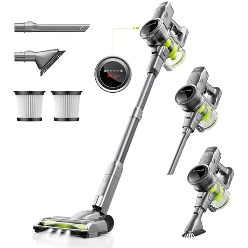 Cordless Stick Vacuum Cleaner 250W 26KPa Suction LED Display Detachable Battery