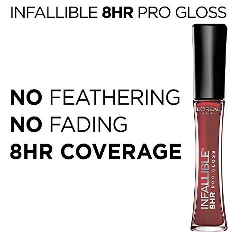 L¡¯Oreal Paris Makeup Infallible 8 Hour Hydrating Lip Gloss, Blush, 0.21 Fl Oz (Pack of 2)