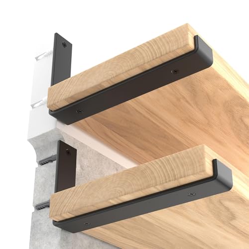 12 Inch Shelf Brackets Pack of 12 - Black Floating Shelf Supports 11.25"