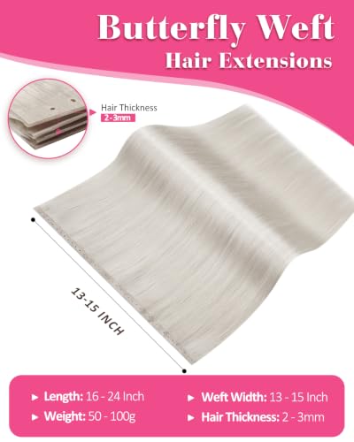Blonde 20-Inch 50g Butterfly Weft Hair Extensions - Remy Human Hair, Variation 1.62 BFHW #60