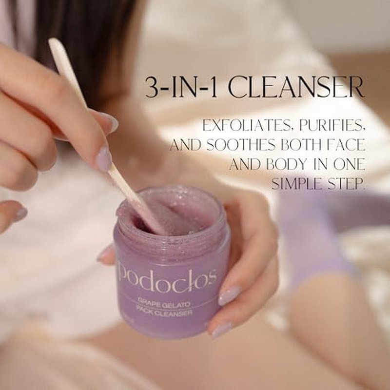 Grape Gelato Pack Cleanser | Face & Body Exfoliating Cleanser, Gentle on Skin, Tough on Dead Cells, Plant-Based Scrub, Honey Cica¢â & Grape Extracts, Korean Skin Care | 3.88 oz