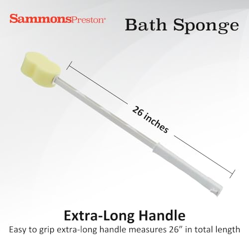 Contour Bath Sponge with Long Handle - 26" Back Scrubber & Shower Aid