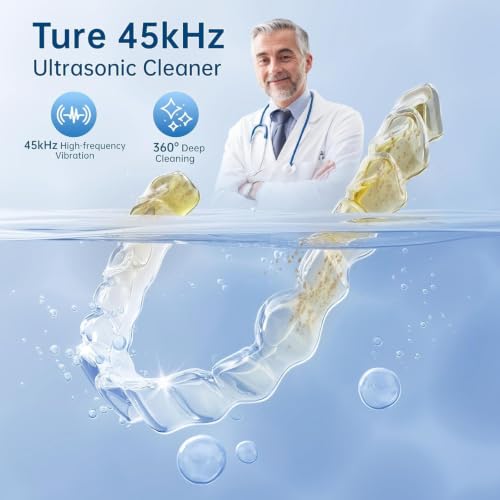 Black Ultrasonic Retainer Cleaner Machine 45kHz for Dentures & Jewelry