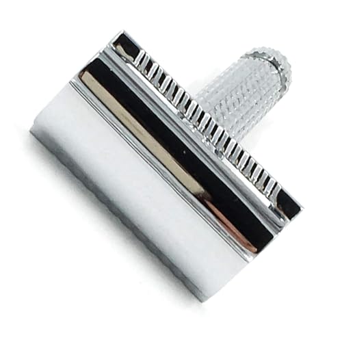 Safety Razor with Chrome Brass Handle & 5 Blades - Traditional Wet Shaving