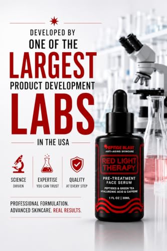 Red Light Therapy Pre-Treatment Serum with Peptides & Hyaluronic Acid - Hydrating Skin Booster 1 fl oz
