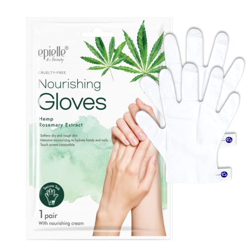 Epielle Nourishing Hand Mask 6 Pairs, Repair and Soften with Hemp & Rosemary Extract, Deep Moisturizing Gloves for Dry, Cracked Hands, Self Care Gifts for Women, Spa Kit, Stocking Stuffers (Pack of 2)