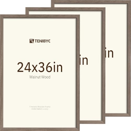 Walnut 24x36 Poster Frame 3 Pack - Gallery Wall Hanging, Horizontal & Vertical