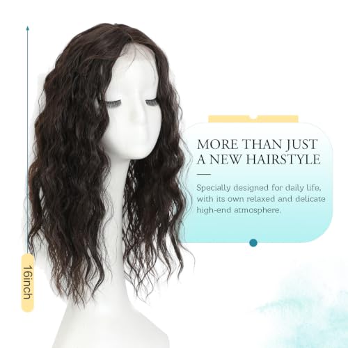 Curly Clip-In Hair Topper for Thinning Hair Women - 16 Inch Dark Espresso Brown - Natural Volume & Coverage