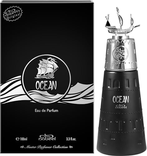 Nabeel Ocean Unisex Perfume - Arabian Fragrance with Lemon, Pineapple & Amber - 3.3oz EDP Spray