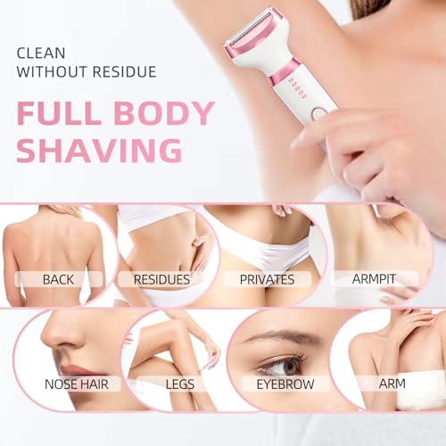 Electric Razor Shavers for Women Wet/Dry 5 in 1 Bikini Trimmer Face Razors for Face Nose Eyebrow Arms Armpit Legs Pubic Area Painless Facial Hair Removal