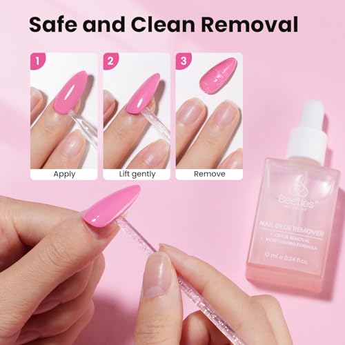 Beetles Gel Nail Kit with Short Square Tips & UV Lamp - 320pcs, DIY Manicure Set with Glue & Remover