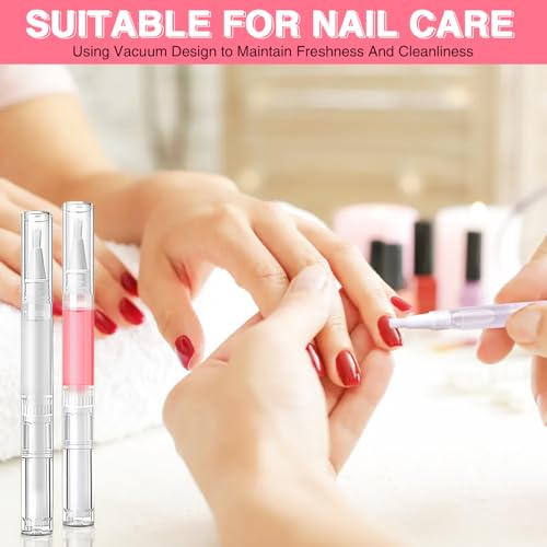 50Pcs Empty Nail Oil Pens with Labels - Portable Cuticle Oil Applicators for Nail Growth