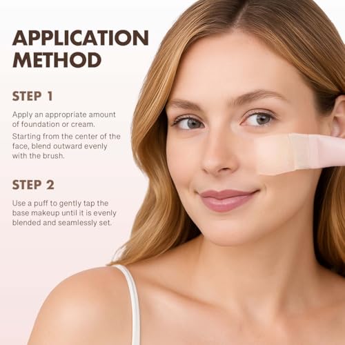 Makeup Brush & Sponge Set Rosy Reverie Satin Rose Edition K - 3-Piece Kit for Flawless Foundation & Powder