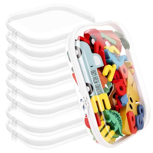 8Pcs Large Clear Hard Shell Zipper Cases - Portable Travel Storage Organizer M 9.8x7.9x2.4 Inch