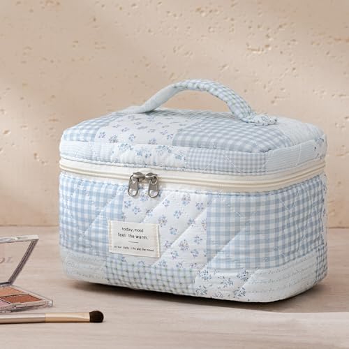 HBselect Floral Quilted Makeup Bag Set - 3 Pieces Large Travel Organizer A-3PCS-Floral 38