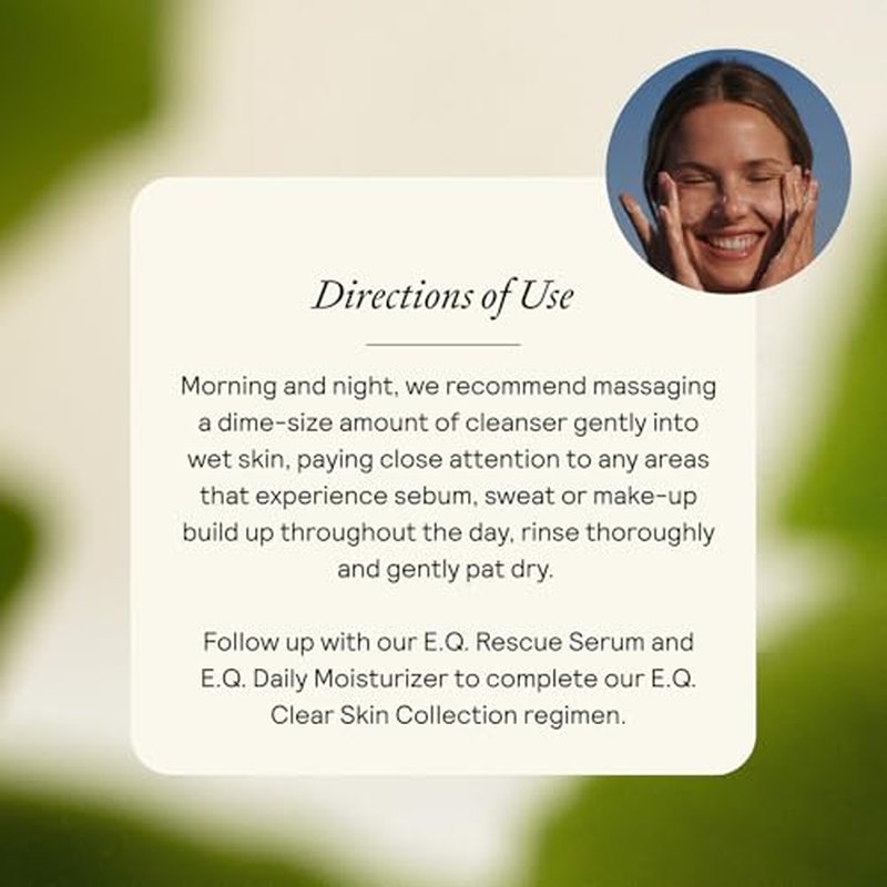 EQ Gentle Cleanser - EGCG + Quercetin - Gentle Face Wash - Cleanse & Purify Skin - For Redness & Blemishes - Lightweight Plant-Based Formula - 1.69 fl oz