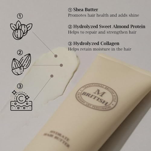 BRITISH M Hydrate Hair Butter 10.14 oz - Intensive Moisturizing Leave-In Treatment for Dry & Damaged Hair