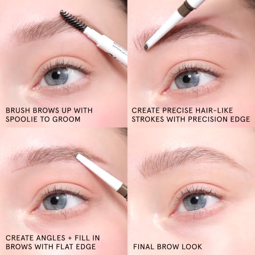 Eyebrow Pencil for Women Men - Precise 2-in-1 Brow Definer in Cool Dark Brown - Sculpt & Fill