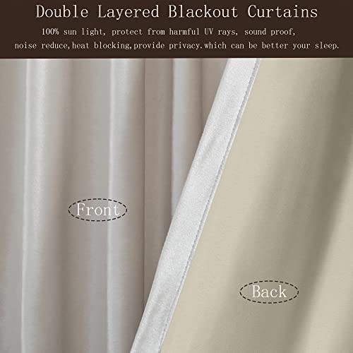 Cream Ivory Velvet Blackout Curtains Set of 2 - 52W x 108L Inches, Thermal Room Darkening Drapes with Rod Pocket & Back Tab for Living Room Bedroom