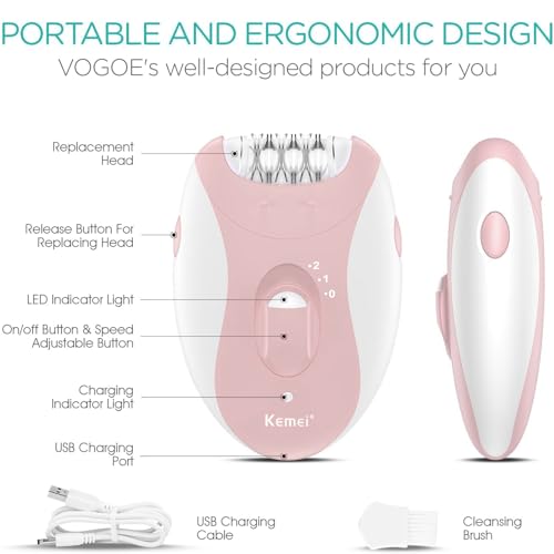 Epilator for Women, Smooth Glide Epilator for Women Face with 2 Speeds, Epilator Smooth Face Trimmer Device, Facial Hair Removal for Face Legs Arms Armpit Bikini