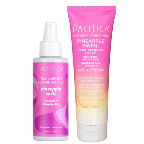 Pacifica Pineapple Curls Curl Cream & Refresher Mist Set 12 Fl Oz for Curly & Coily Hair