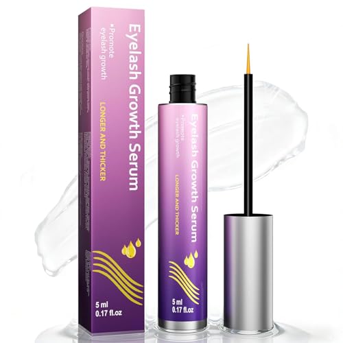 Eyelash Growth Serum with Gentle Formula for Longer, Thicker, Voluminous Lashes - Safe for Sensitive Eyes, Vegan, Natural & Cruelty-Free (5ml)