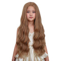 Edivd Girl Dark Orange Wavy Curly Wig Kids Long Synthetic Wigs with Cap